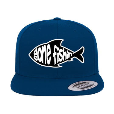 Gone Fishing Embroidered Flat Bill Cap